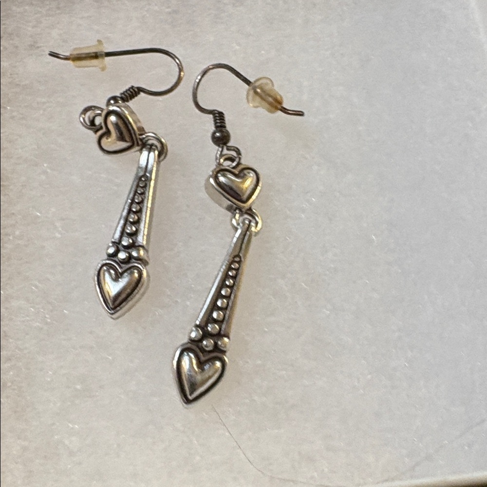 Brighton Silver and Gold Heart Drop Earrings - Picture 2 of 2
